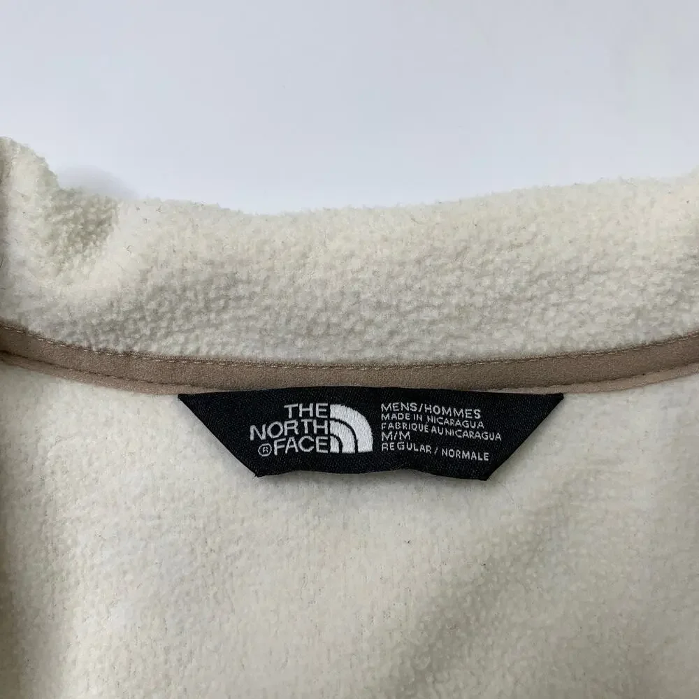 The North Face Jacket Mens M Medium Ivory Black Denali Fleece Zip Up Colorblock